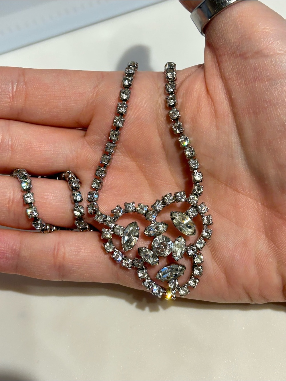 Jay Flex Sterling Vintage Crystal Statement Necklace
